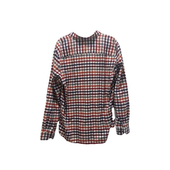 JOHNSON AND MURPHY Shirt Button Up Men Large Blue Red Flip Cuff Cotton (298) - Picture 4 of 10